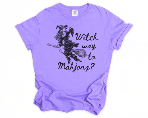 "Witch Way to Mahjong" Witch Cotton T-shirt