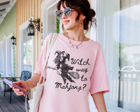 "Witch Way to Mahjong" Witch Cotton T-shirt — view 6