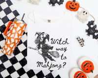 "Witch Way to Mahjong" Witch Cotton T-shirt — view 4