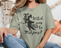 "Witch Way to Mahjong" Witch Cotton T-shirt — view 5