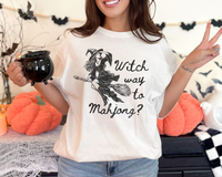 "Witch Way to Mahjong" Witch Cotton T-shirt — view 7