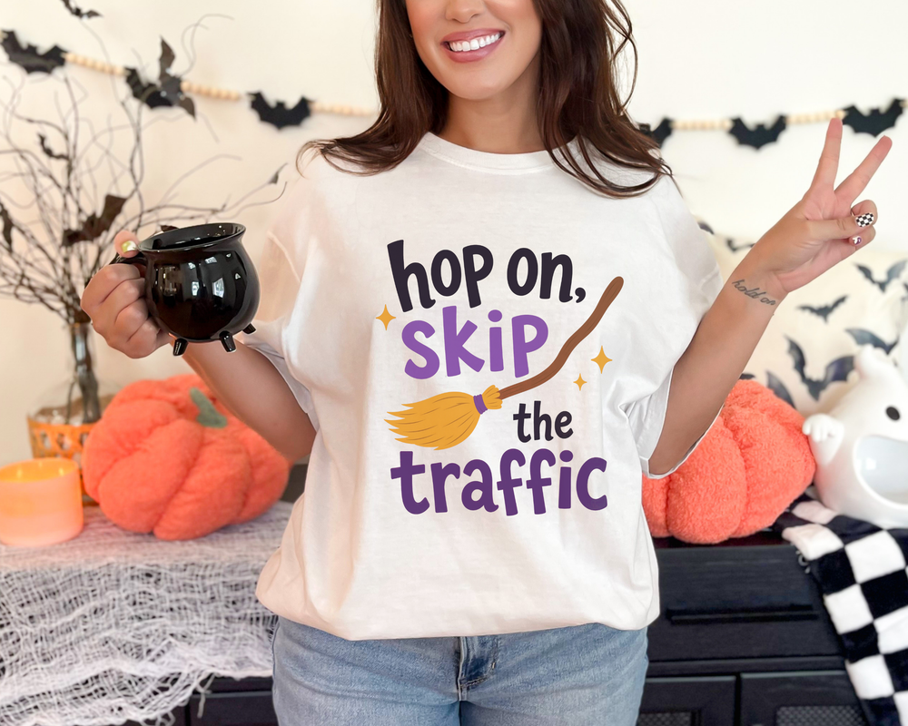 "Hop On, Skip the Traffic" Cotton T-shirt