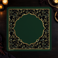 The Witch's Mat, a square green and black neoprene mahjong mat with a gold vine border